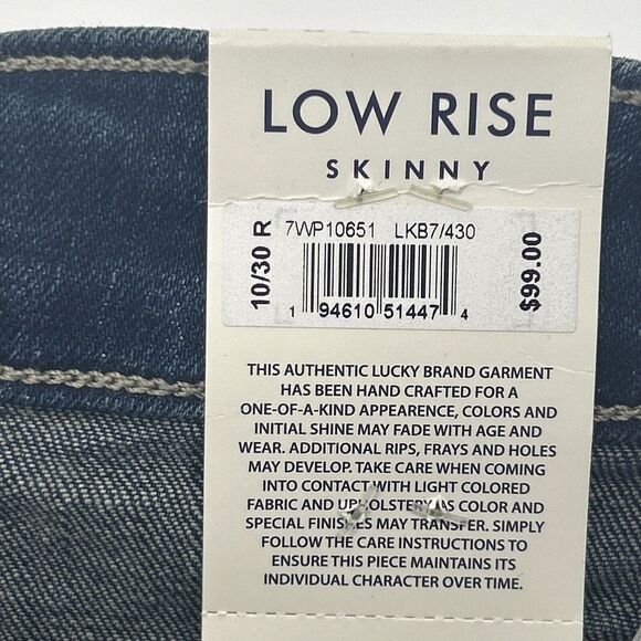 Lucky Brand Jeans Women's 10 / 30 Lolita Low Rise Skinny Ankle Stretch Blue NEW - Picture 5 of 16